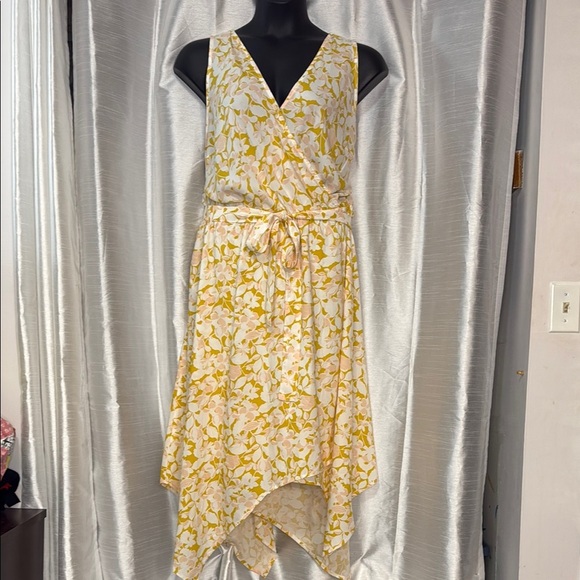 Ava & Viv Floral Sleeveless Asymmetrical Faux Wrap Rayon Belted Dress Women’s 3X - Picture 1 of 9